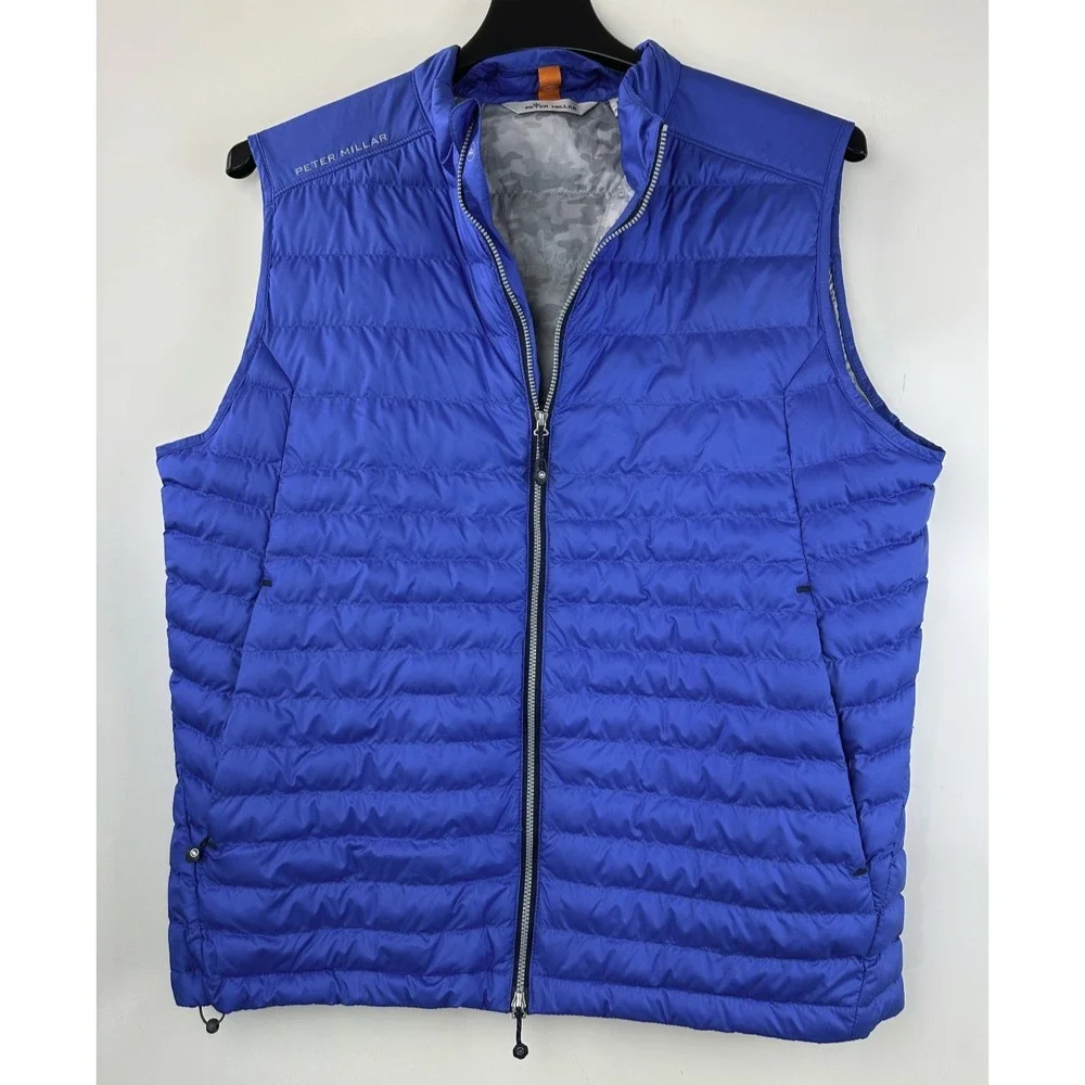 Peter Millar Hyperlight Quilted Puffer Vest Mens Large Blue Full Zip Crown Sport - Picture 2 of 13